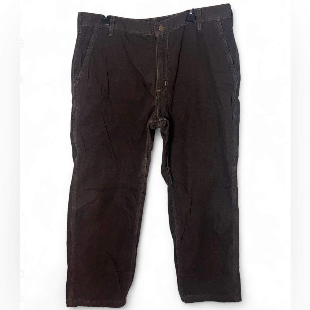 Carhartt Flannel Lined Canvas Pants B176 Dungaree Fit Mens Workwear Size 40x34